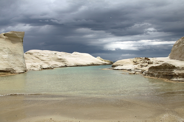 Sarakiniko Beach in Mylos